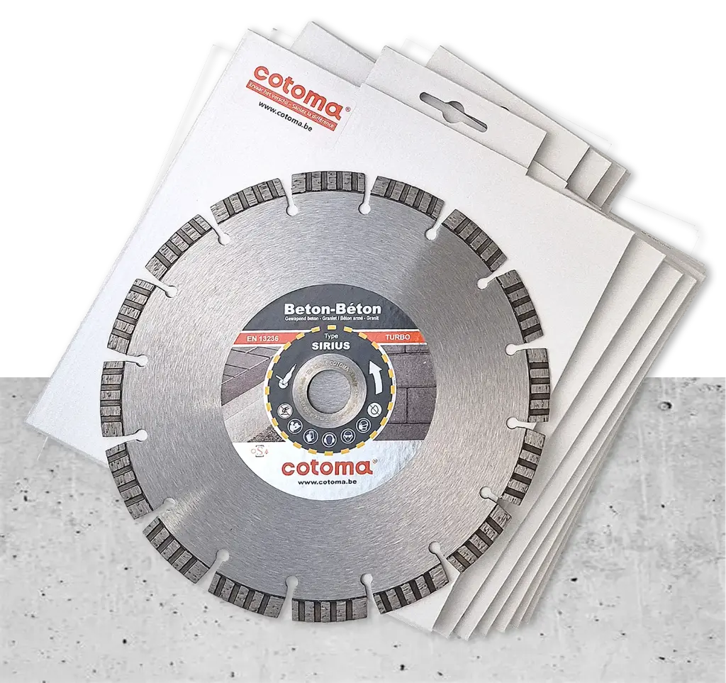 ACTIE pakket van 10 diamantzagen Sirius 230 mm Beton turbo + snellosring